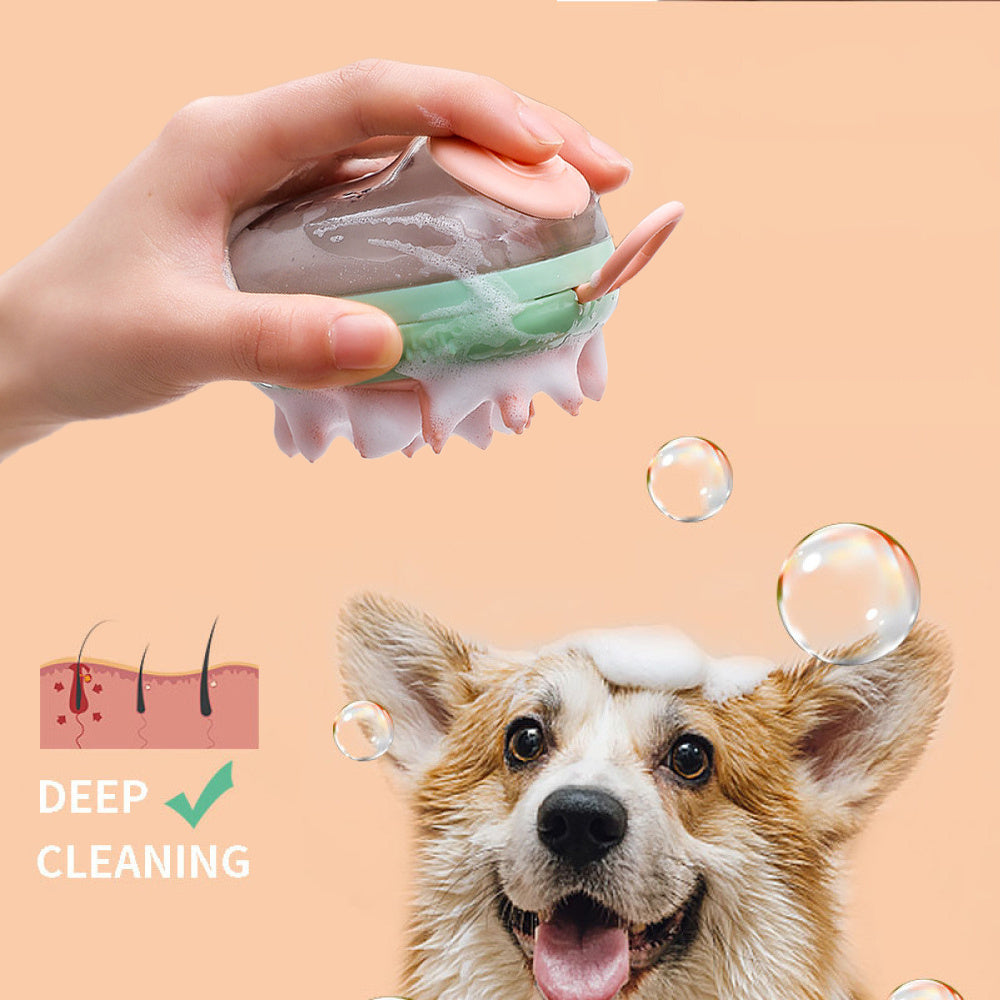 New 2 In 1 Pet Cat Dog Cleaning Bathing Massage Shampoo Soap Dispensing Grooming Brush Pets Supplies - Pawradise Pets Store