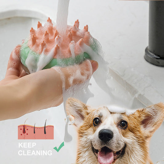 New 2 In 1 Pet Cat Dog Cleaning Bathing Massage Shampoo Soap Dispensing Grooming Brush Pets Supplies - Pawradise Pets Store 