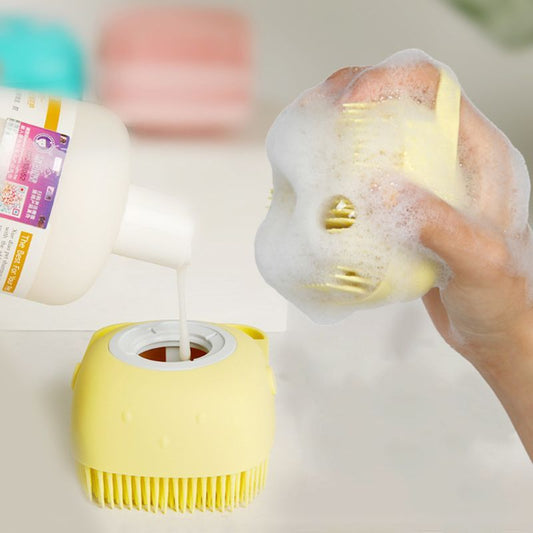 Soft Silicone Bristles Cat Dog Bath Brush Comb Scrubber Shampoo Dispenser For Pet Grooming Deshedding For Pet Washing - Pawradise Pets Store 
