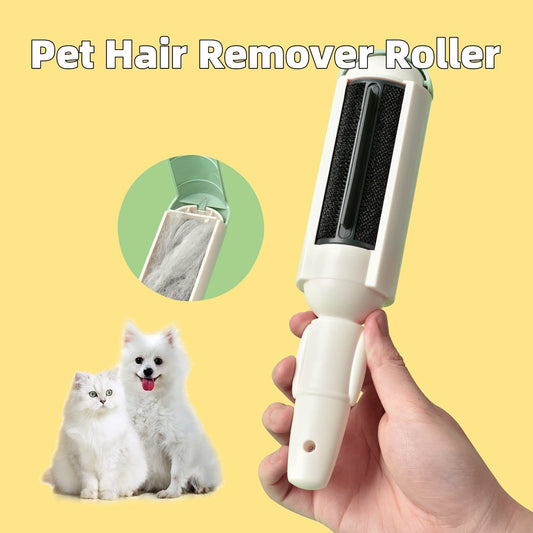 Pet Hair Remover Roller Comfy Non-Slip Handle Dog Cat Portable Pet Lint Roller Self-Cleaning Base Couch Car Seat Carpet Bedding - Pawradise Pets Store 